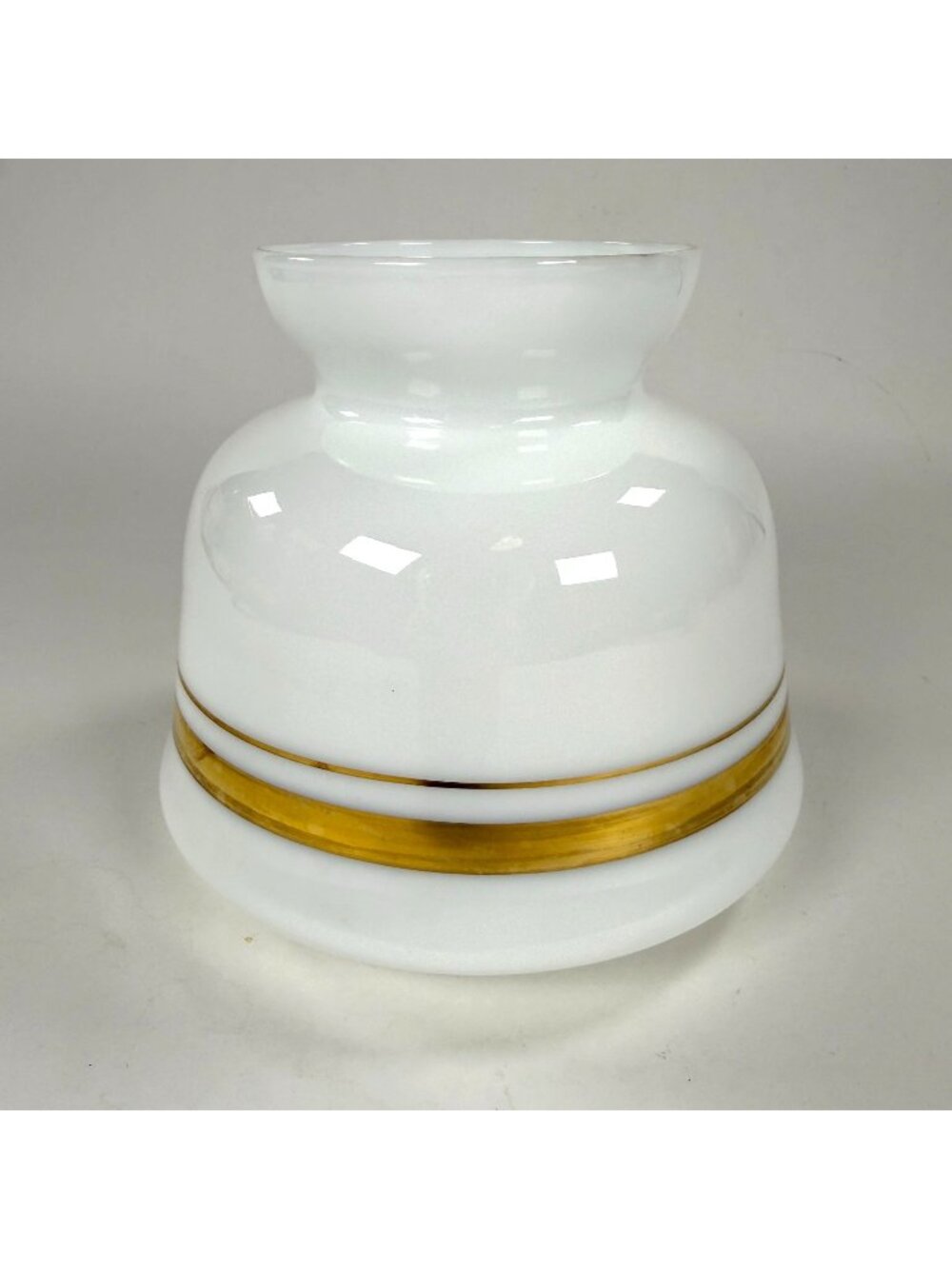 Vintage Milk Glass Lamp Shade 4.5" Fitter White Gold Trim Globe Replacement